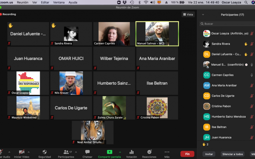 Reunión del Grupo Interinstitucional de Trabajo en Oro Responsable: cierre gestión 2020 e inicio gestión 2021